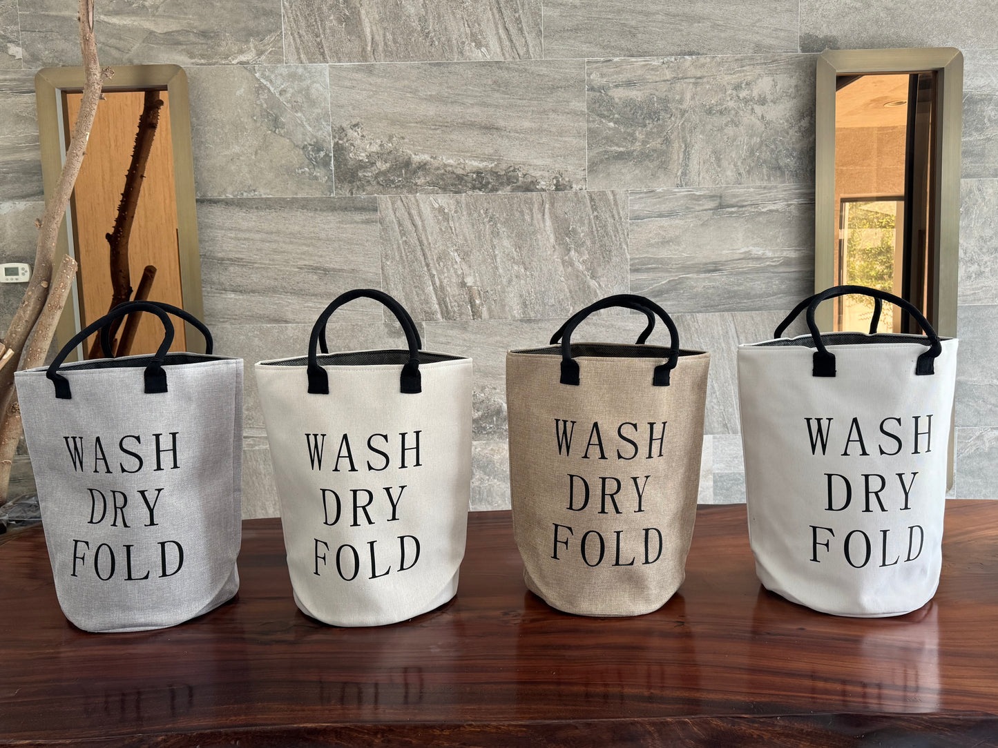 Cestos para Lavanderia WASH, DRY, FOLD