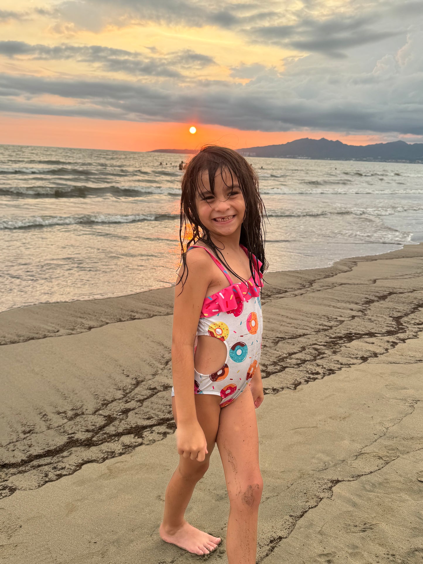 Traje de Baño Infantil un Hombro Donas