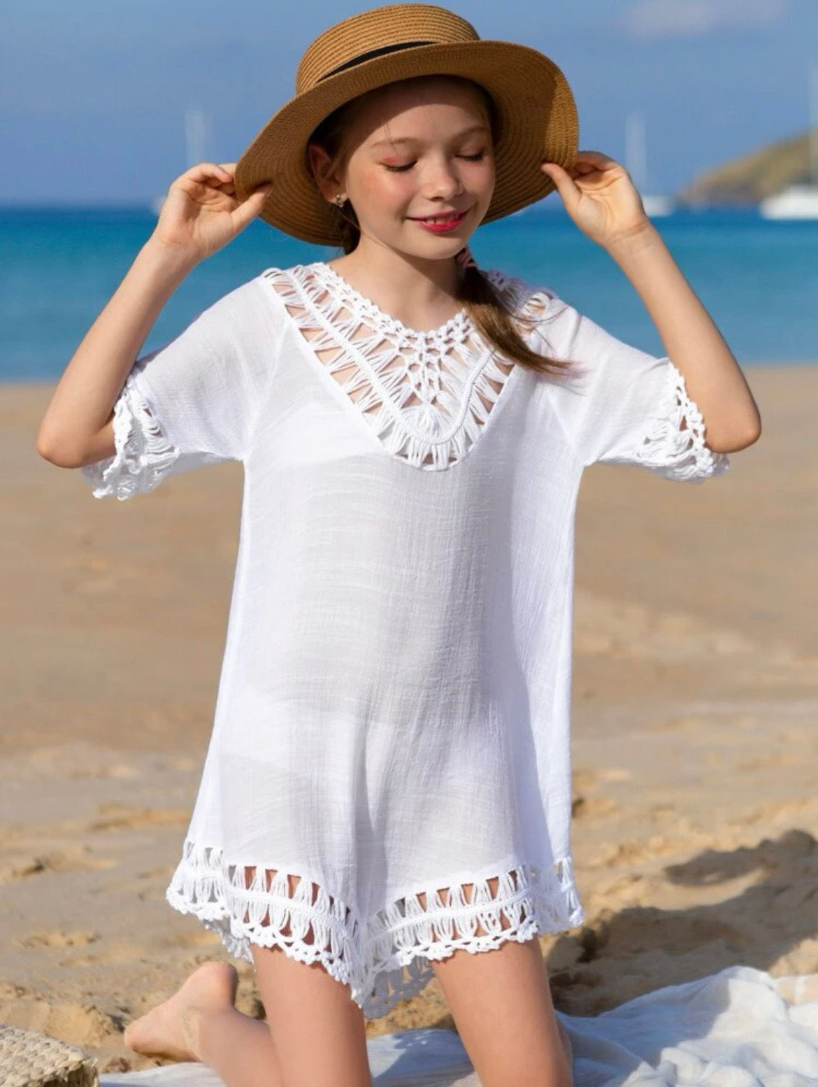 Cover Up para Niñas Estilo Crochet