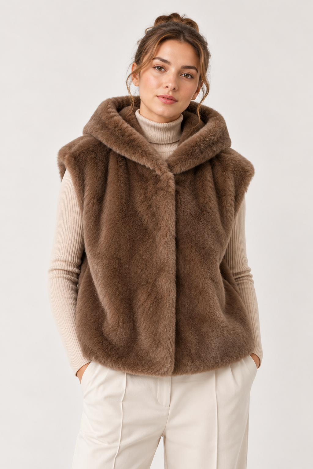 Fur Hooded Vest