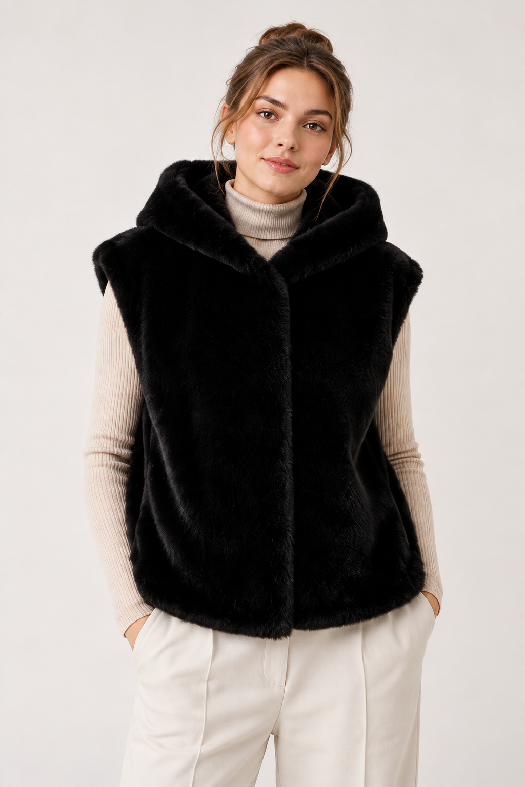 Fur Hooded Vest
