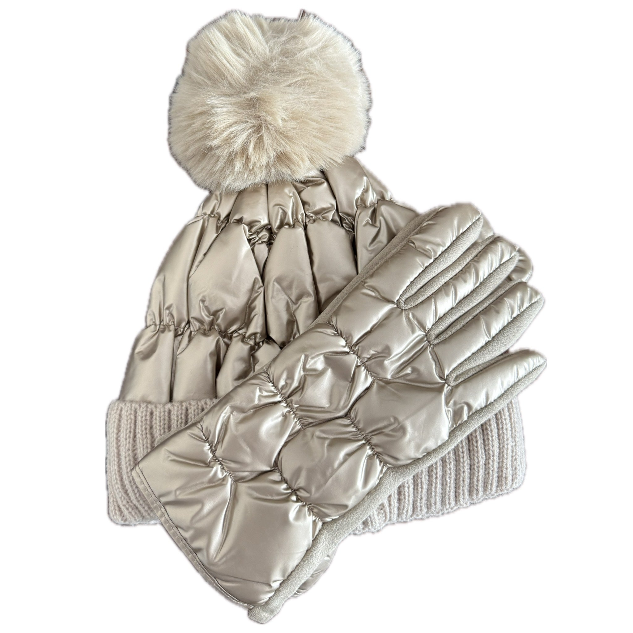 Set Metálico de Gorro y Guantes