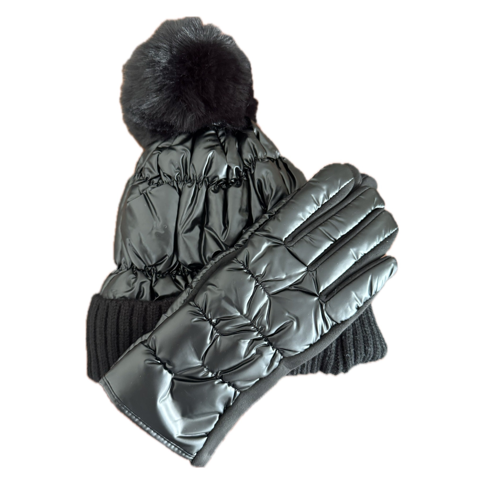 Set Metálico de Gorro y Guantes