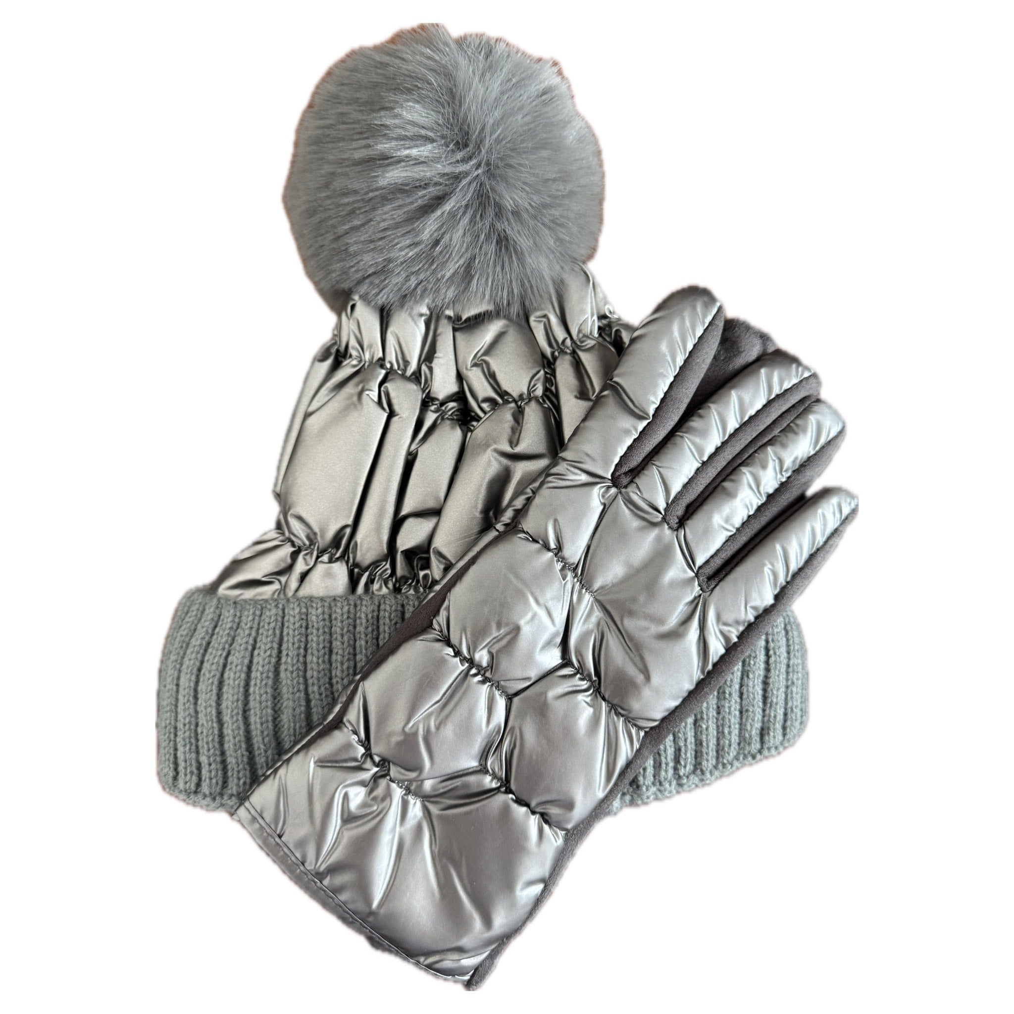 Set Metálico de Gorro y Guantes