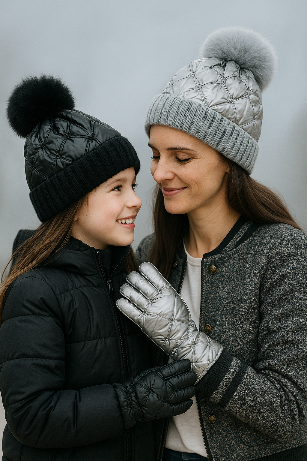 Set Metálico de Gorro y Guantes
