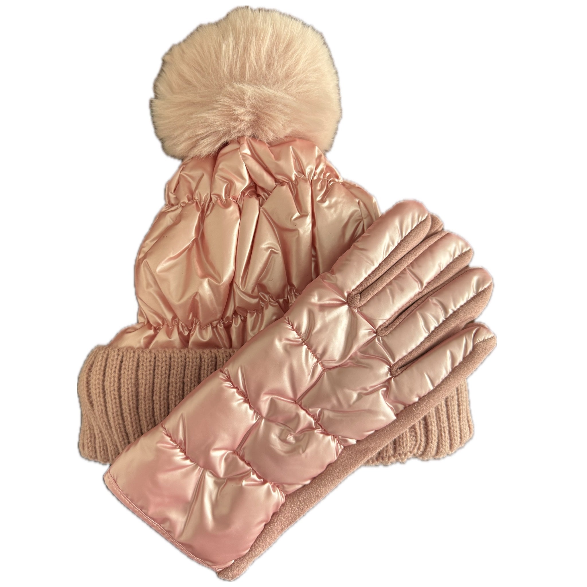 Set Metálico de Gorro y Guantes