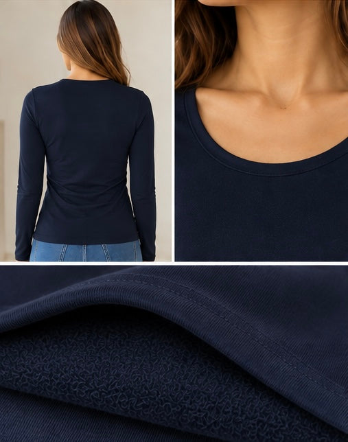 Camisa Térmica de Cuello Redondo con Felpa