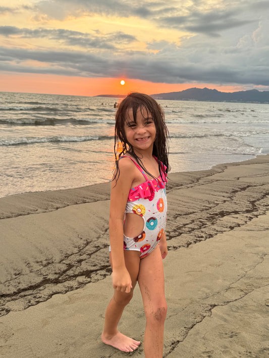 Traje de Baño Infantil un Hombro Donas
